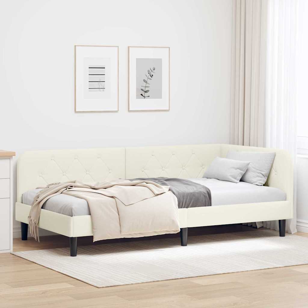 vidaXL Rama łóżka narożnego Kremowy 90 x 190 cm Aksamit