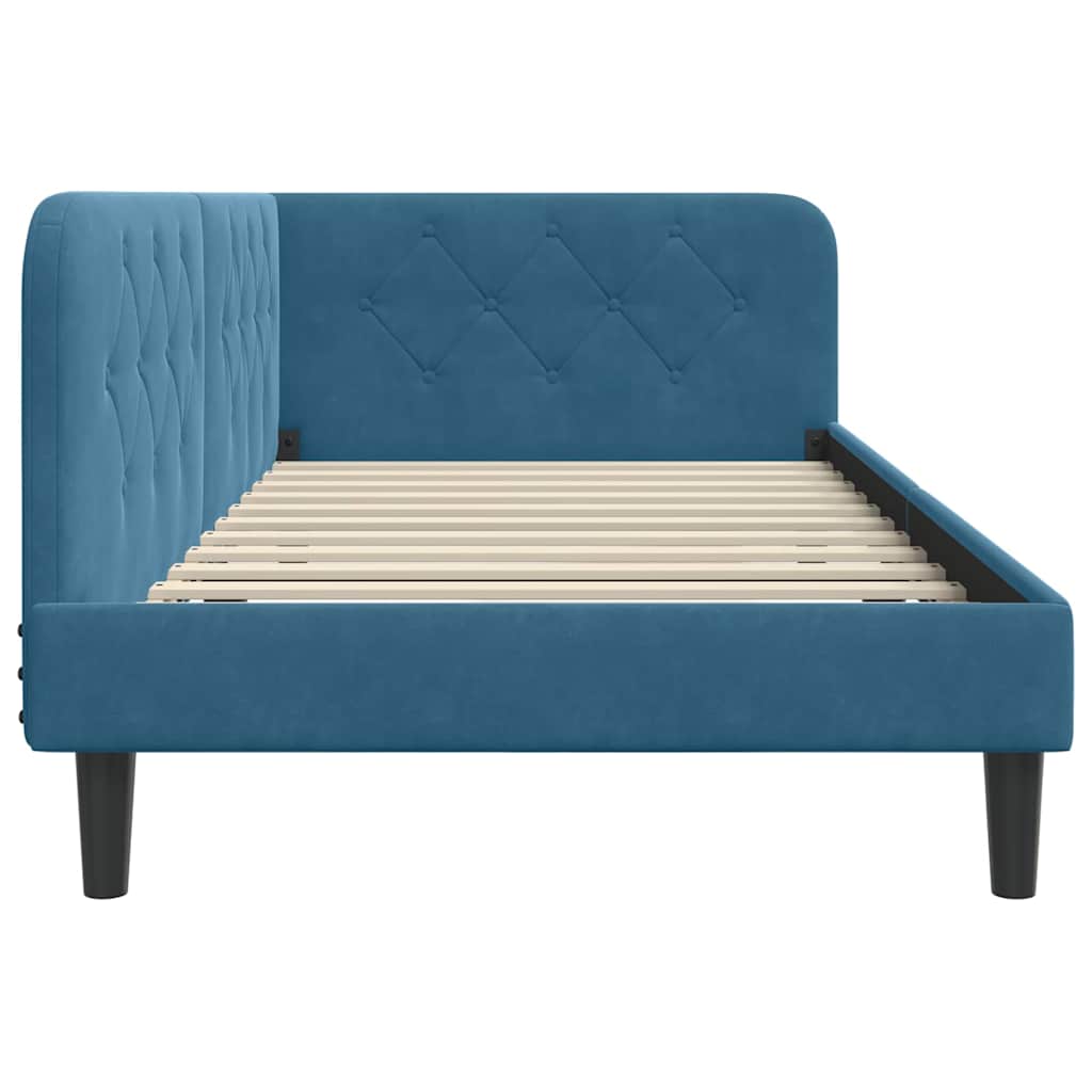 vidaXL Rama łóżka narożnego Niebieski 90 x 200 cm Aksamit