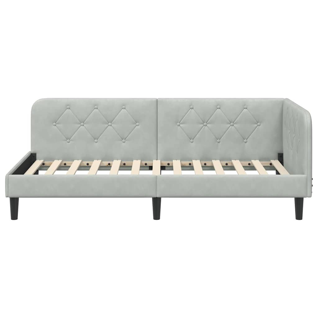 vidaXL Rama łóżka narożnego Jasnoszary 90 x 200 cm Aksamit