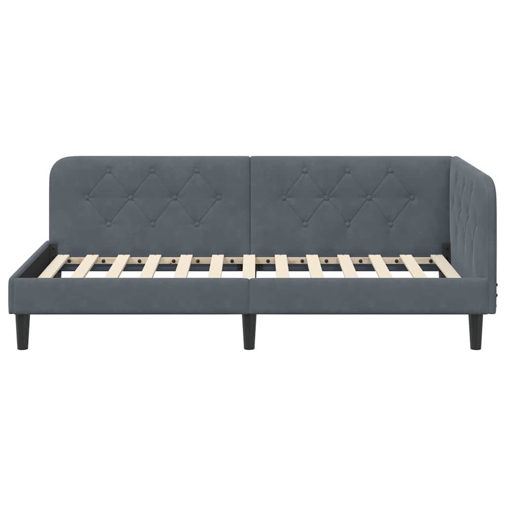 vidaXL Rama łóżka narożnego Ciemnoszary 90 x 200 cm Aksamit