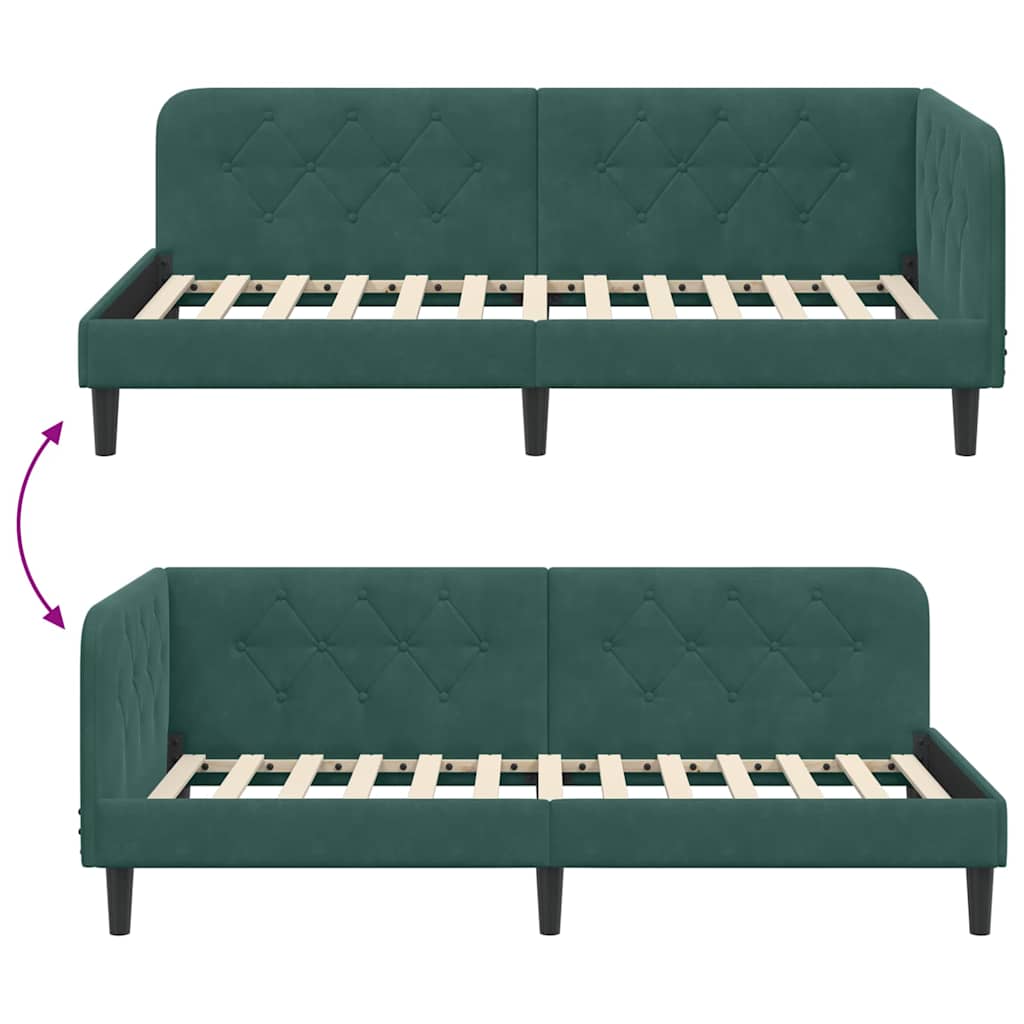 vidaXL Rama łóżka narożnego Ciemna zieleń 90 x 200 cm Aksamit