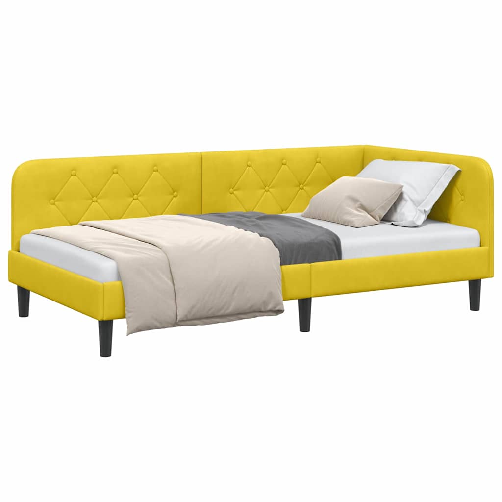 vidaXL Rama łóżka narożnego Żółty 90 x 200 cm Aksamit