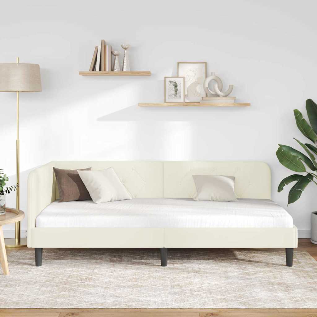 vidaXL Rama łóżka narożnego Kremowy 90 x 200 cm Aksamit