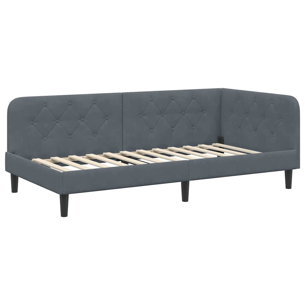 vidaXL Rama łóżka narożnego Ciemnoszary 100 x 200 cm Aksamit