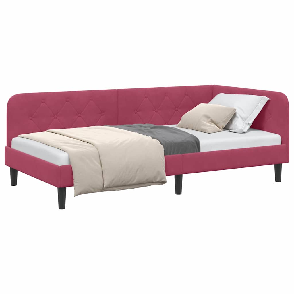 vidaXL Rama łóżka narożnego Czerwone wino 100 x 200 cm Aksamit