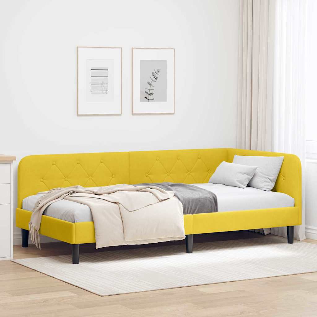 vidaXL Rama łóżka narożnego Żółty 100 x 200 cm Aksamit