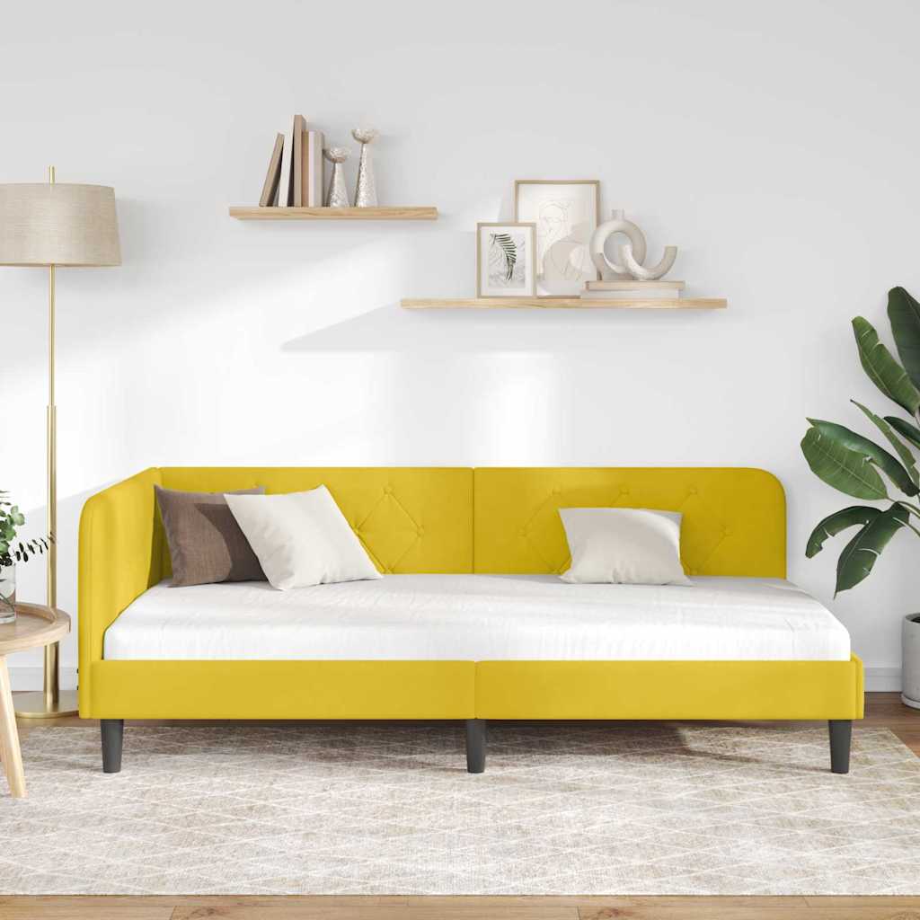 vidaXL Rama łóżka narożnego Żółty 100 x 200 cm Aksamit