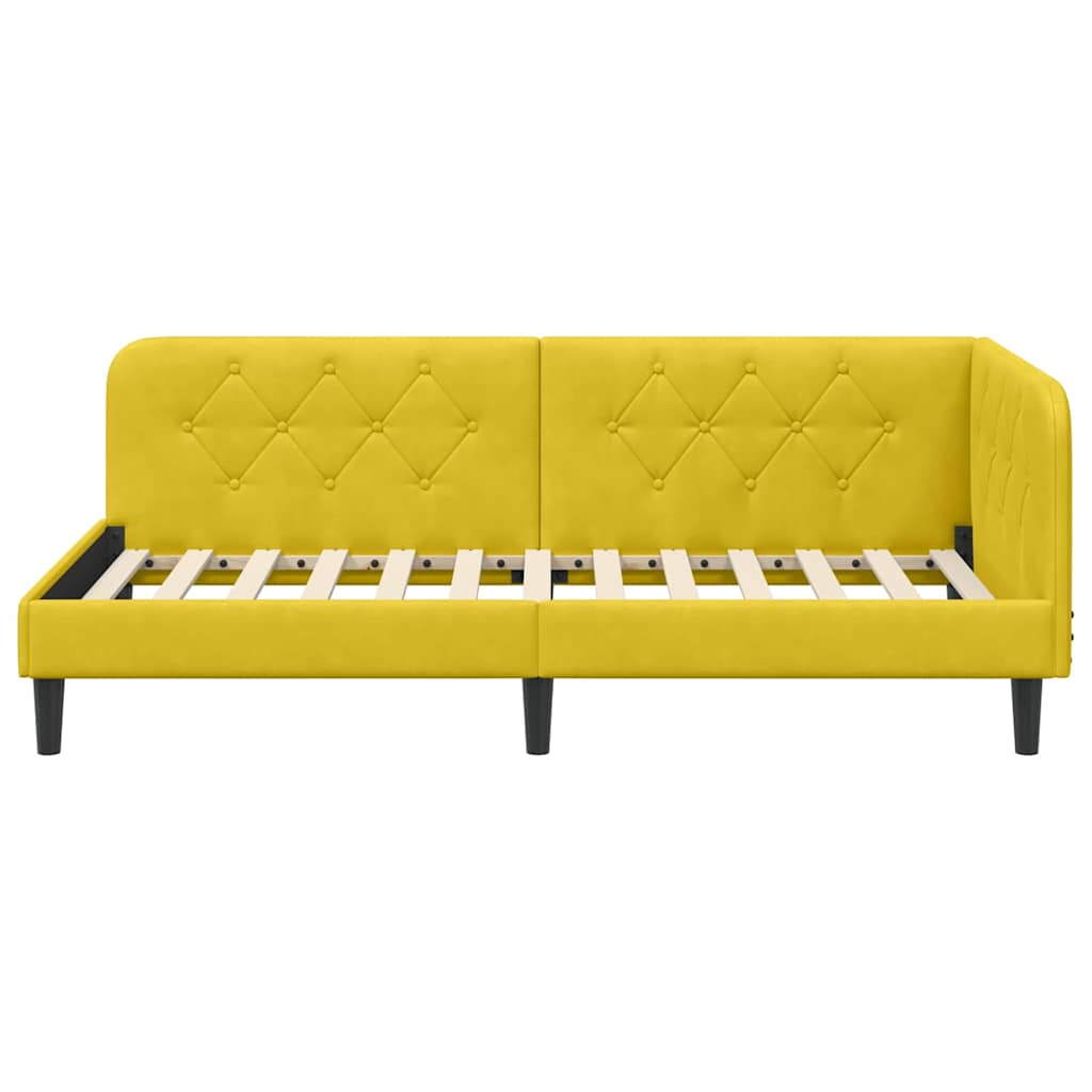 vidaXL Rama łóżka narożnego Żółty 100 x 200 cm Aksamit