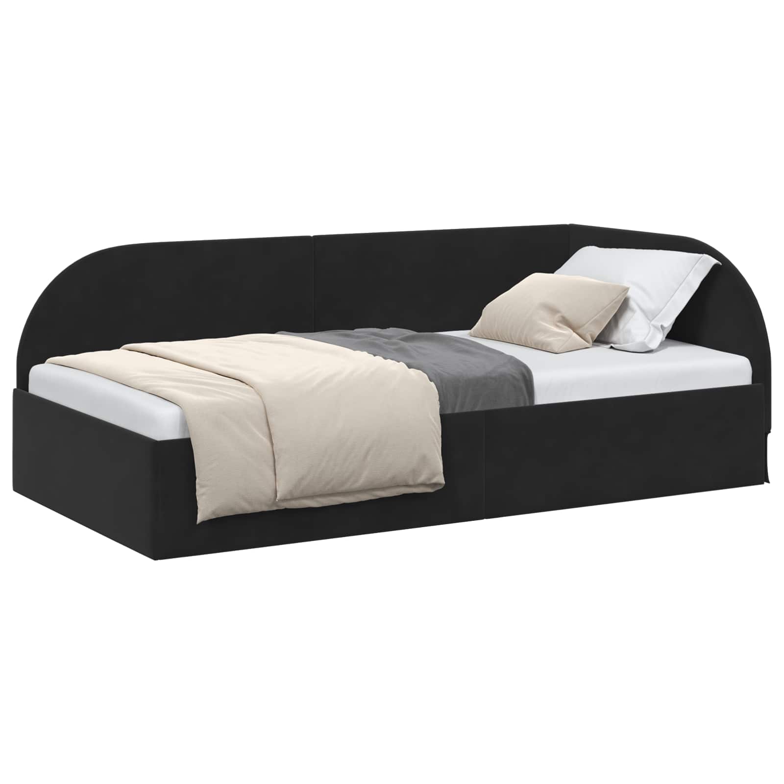 vidaXL Rama łóżka narożnego Z zagłówkiem Czarny 80 cm x 200 cm Aksamit