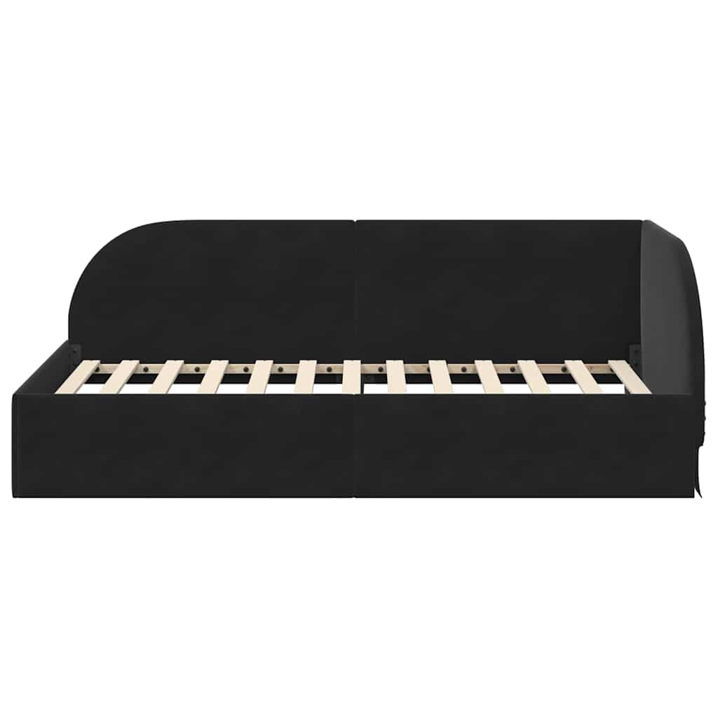 vidaXL Rama łóżka narożnego Z zagłówkiem Czarny 80 cm x 200 cm Aksamit