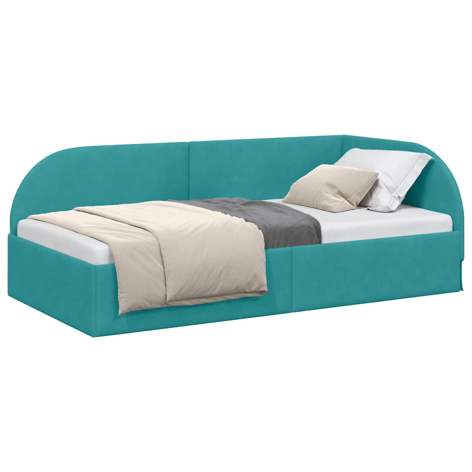vidaXL Rama łóżka narożnego Turkusowy 80 cm x 200 cm Aksamit