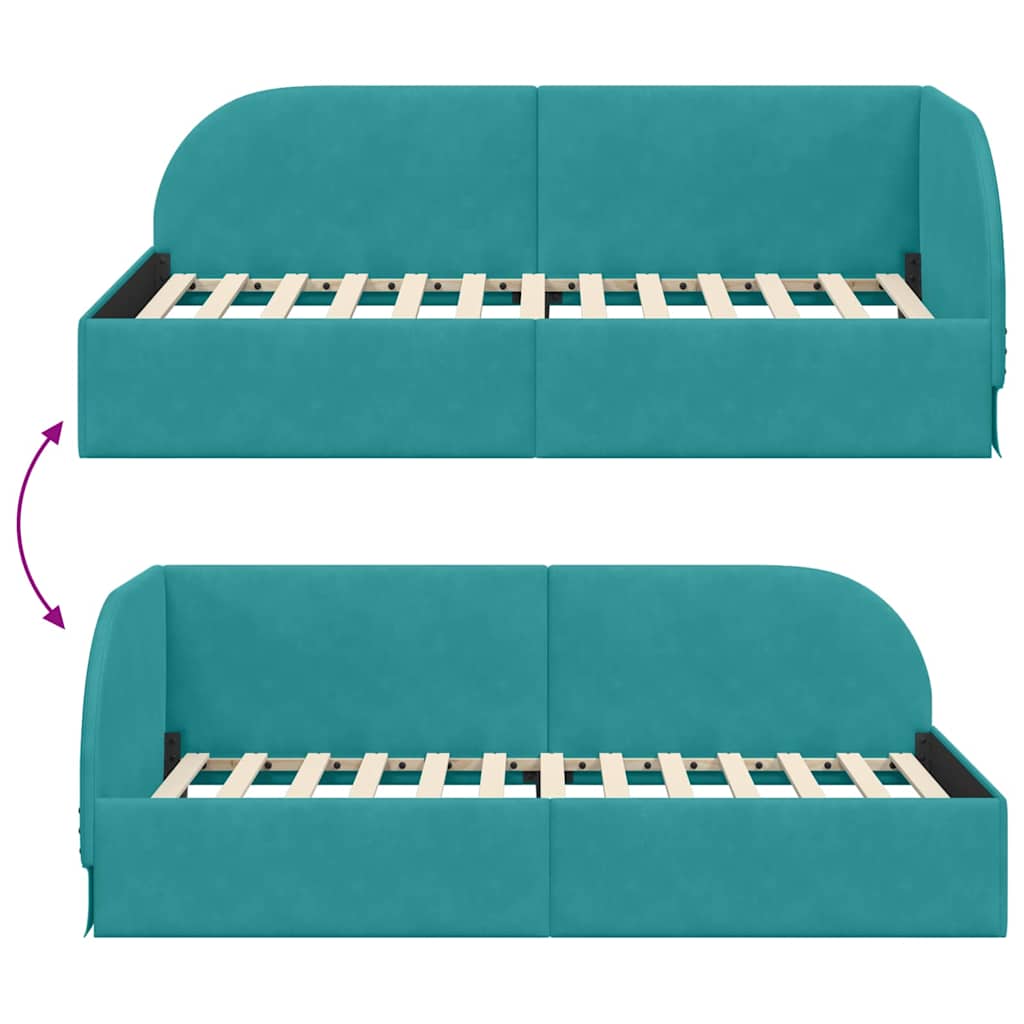 vidaXL Rama łóżka narożnego Turkusowy 80 cm x 200 cm Aksamit