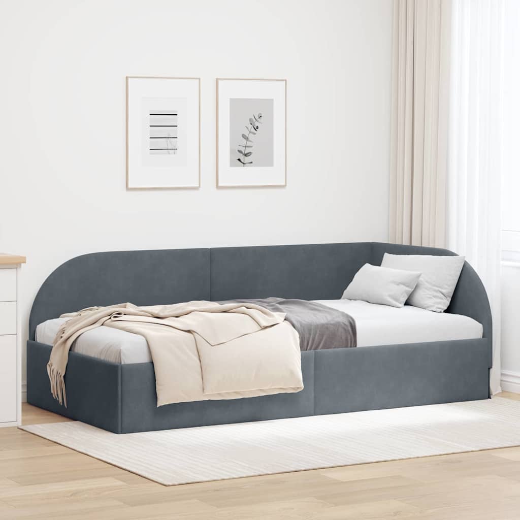 vidaXL Rama łóżka narożnego Ciemnoszary 90 x 190 cm Aksamit