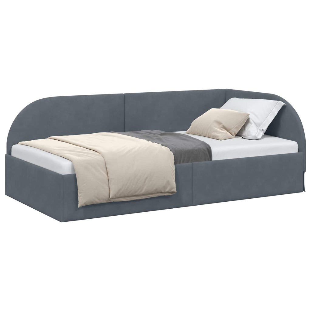 vidaXL Rama łóżka narożnego Ciemnoszary 90 x 190 cm Aksamit
