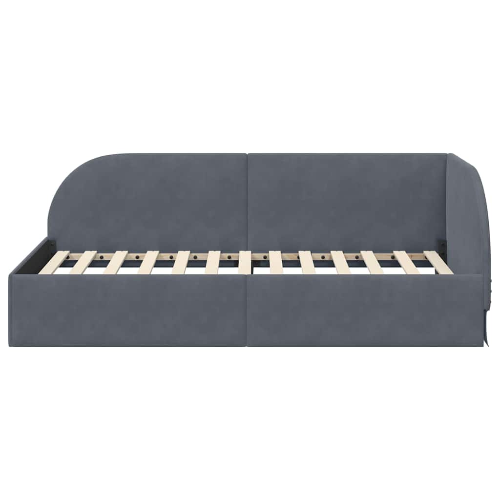 vidaXL Rama łóżka narożnego Ciemnoszary 90 x 190 cm Aksamit