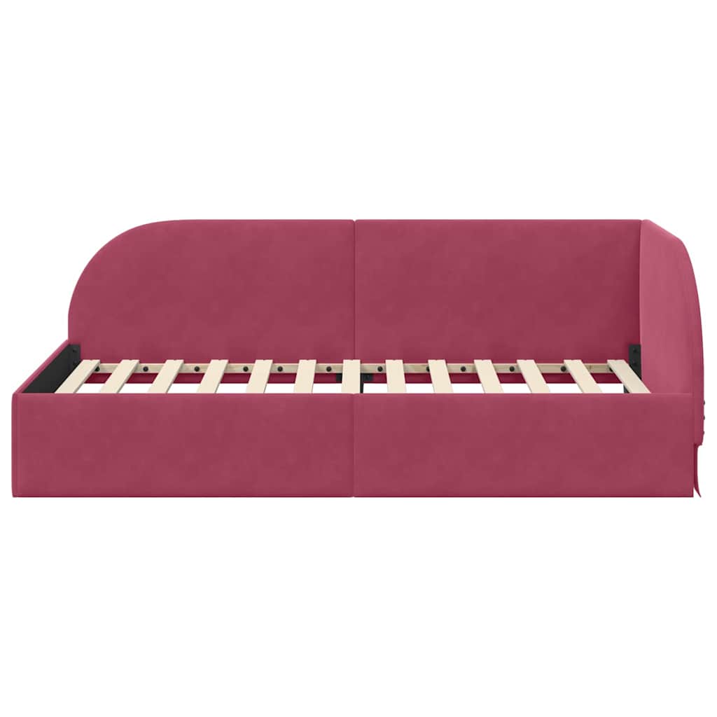 vidaXL Rama łóżka narożnego Czerwone wino 90 cm x 190 cm Aksamit