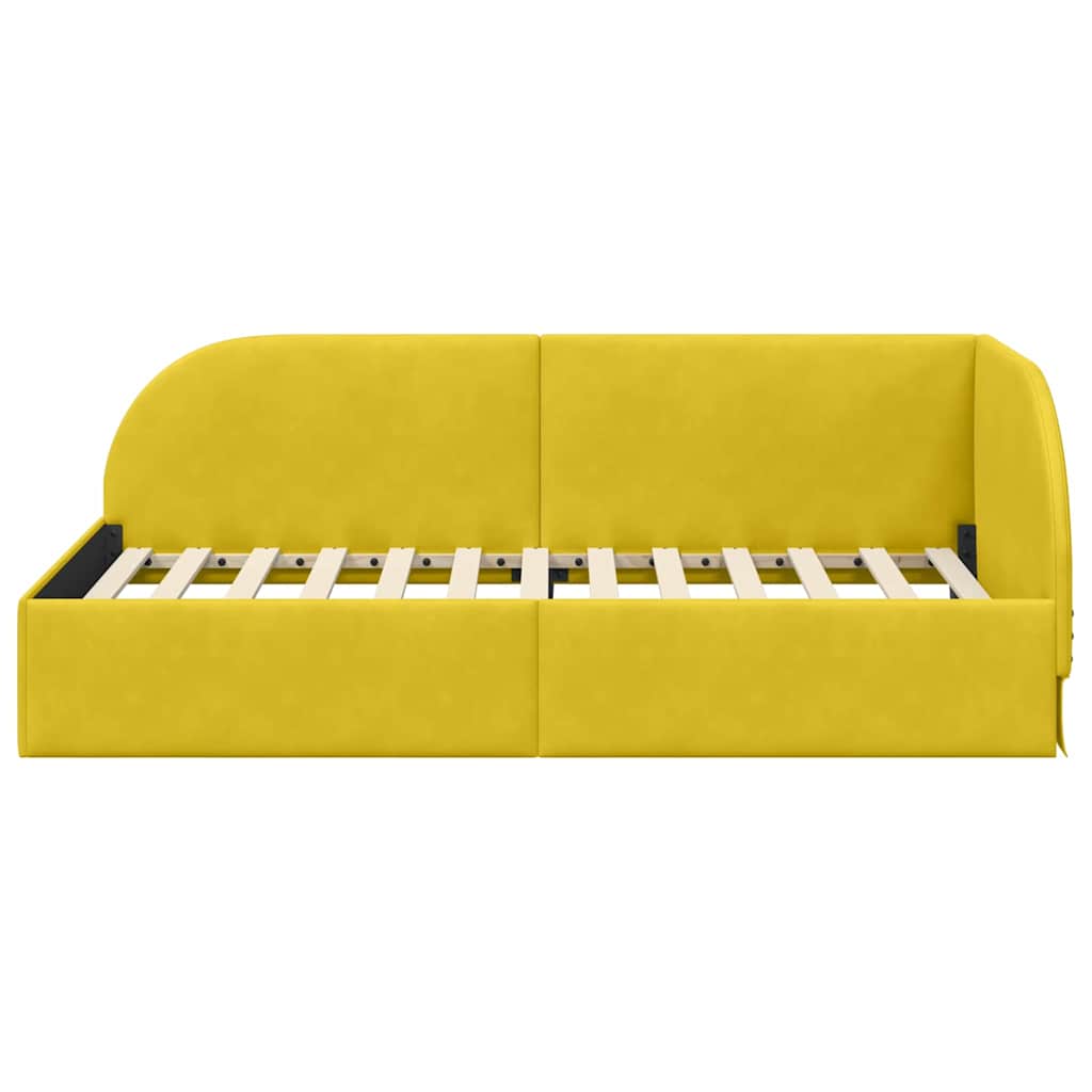 vidaXL Rama łóżka narożnego Z zagłówkiem Żółty 90 cm x 190 cm Aksamit