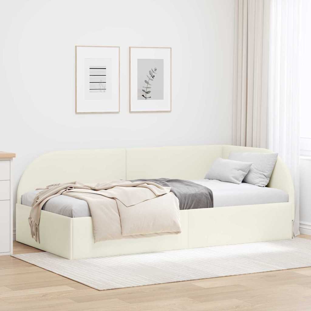 vidaXL Rama łóżka narożnego Kremowy 90 x 190 cm Aksamit