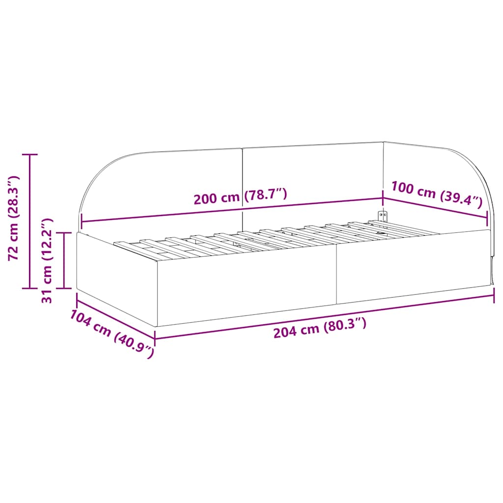 vidaXL Rama łóżka narożnego Niebieski 100 x 200 cm Aksamit