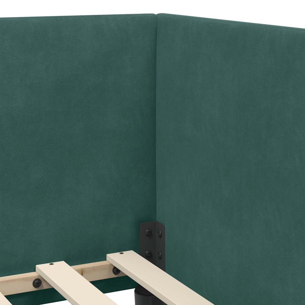vidaXL Rama łóżka narożnego Ciemna zieleń 100 x 200 cm Aksamit