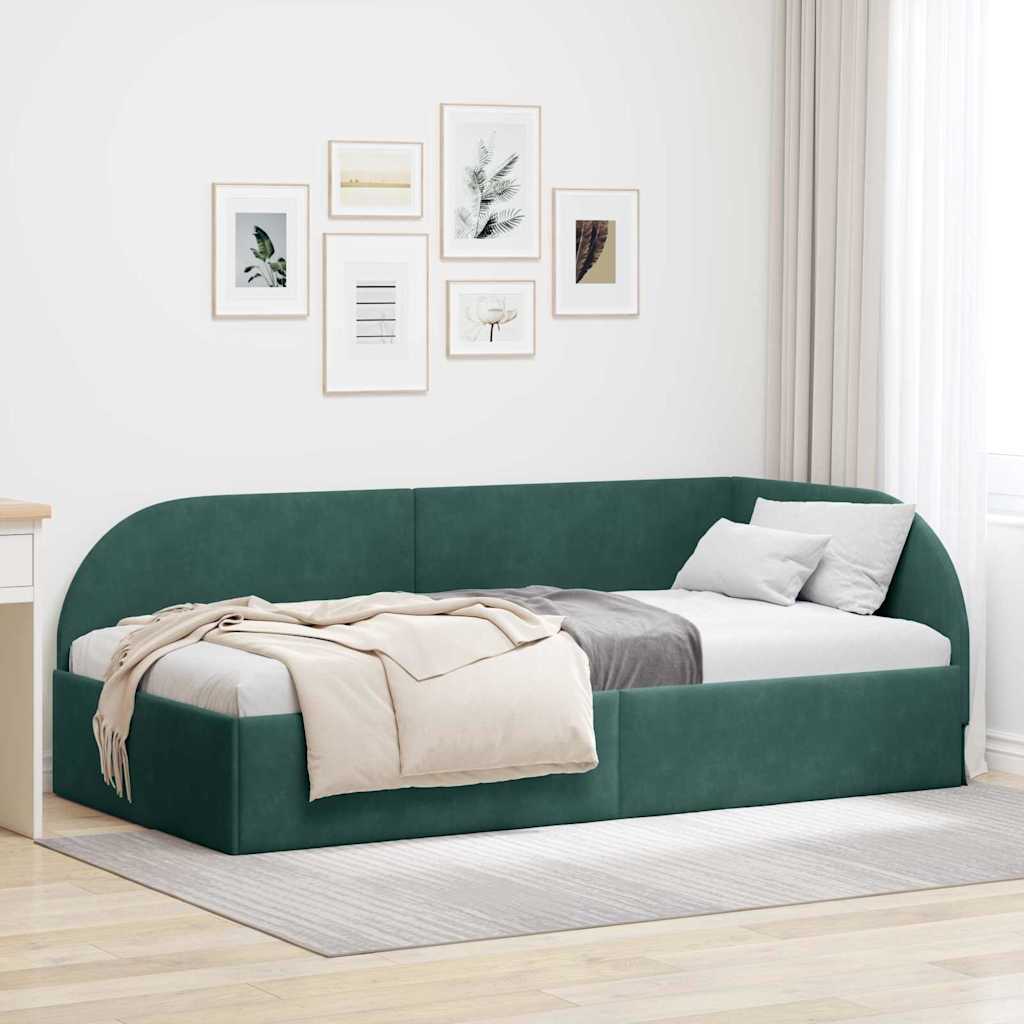 vidaXL Rama łóżka narożnego Ciemna zieleń 100 x 200 cm Aksamit
