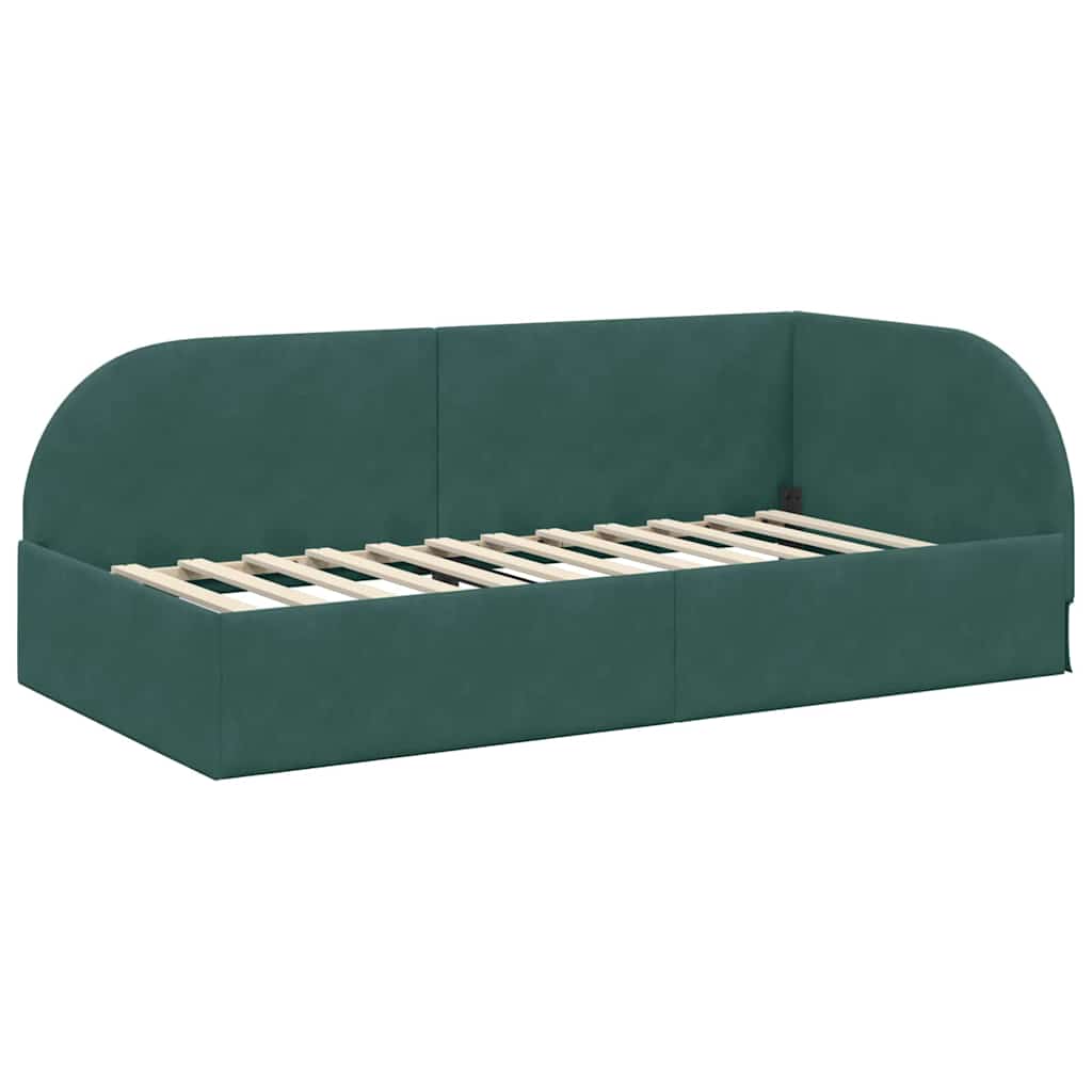 vidaXL Rama łóżka narożnego Ciemna zieleń 100 x 200 cm Aksamit