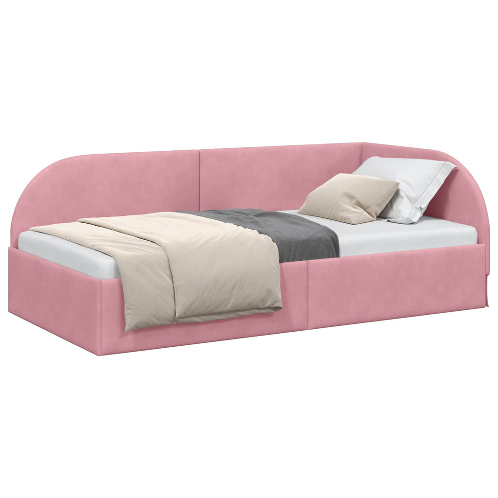 vidaXL Rama łóżka narożnego Różowy 100 x 200 cm Aksamit