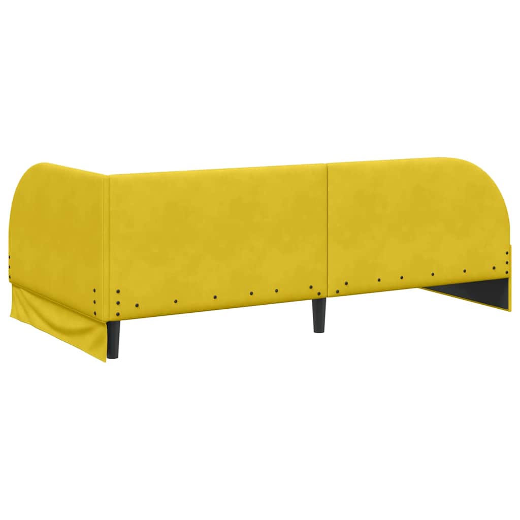 vidaXL Rama łóżka narożnego Z zagłówkiem Żółty 100 cm x 200 cm Aksamit