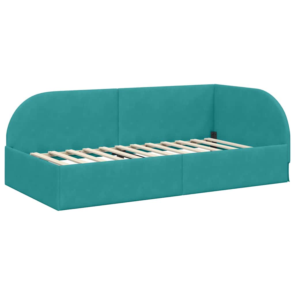 vidaXL Rama łóżka narożnego Turkusowy 100 cm x 200 cm Aksamit