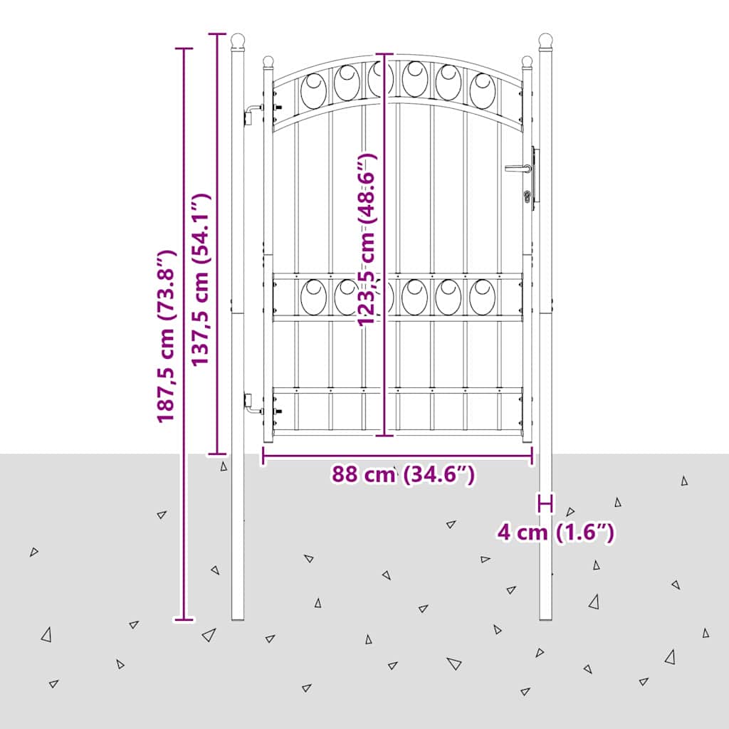 vidaXL Brama ogrodzeniowa EMMEN 170 x 100 cm Stal Malowana Proszkowo