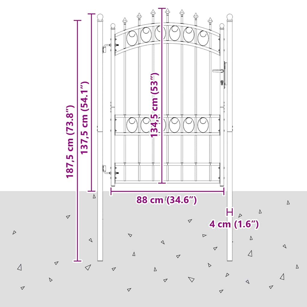 vidaXL Brama ogrodzeniowa z kolcami EMMEN 170 x 100 cm
