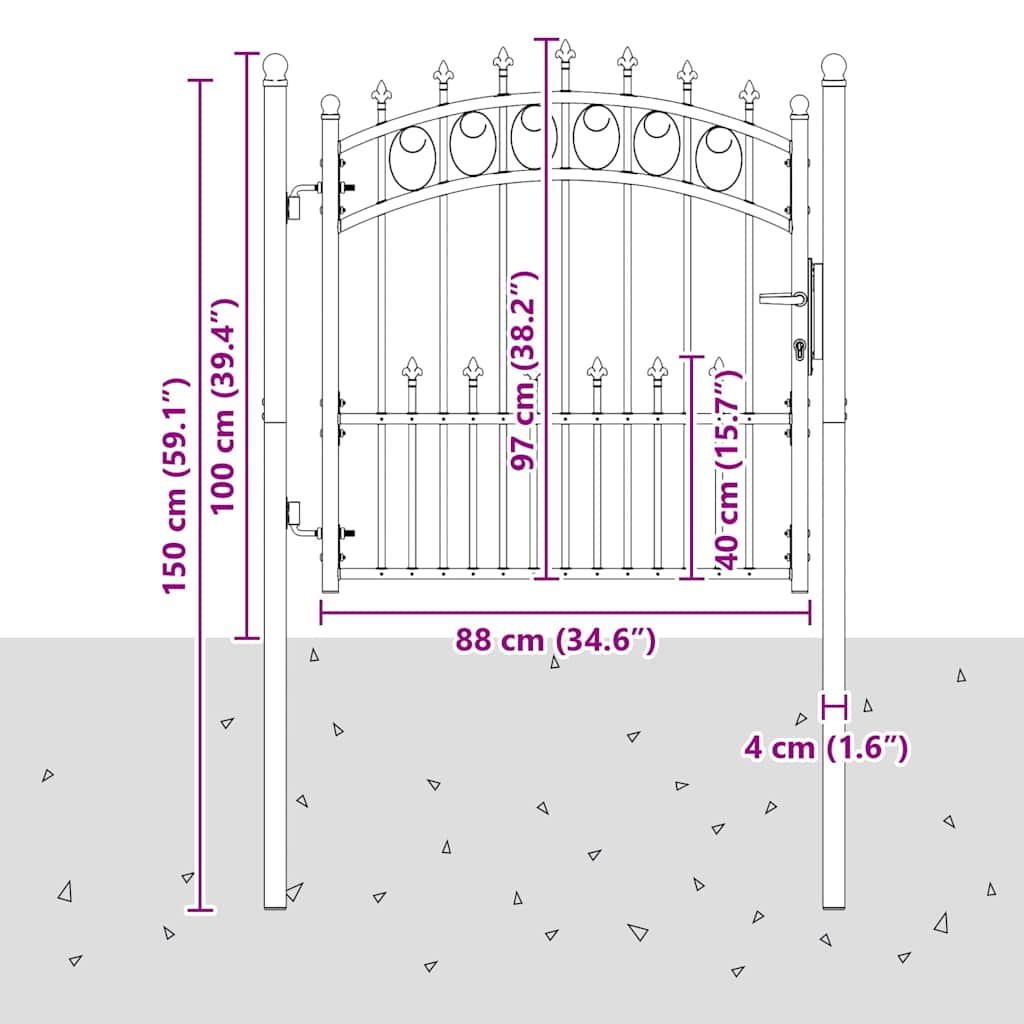 vidaXL Brama ogrodzeniowa z kolcami EMMEN 100 x 100 cm