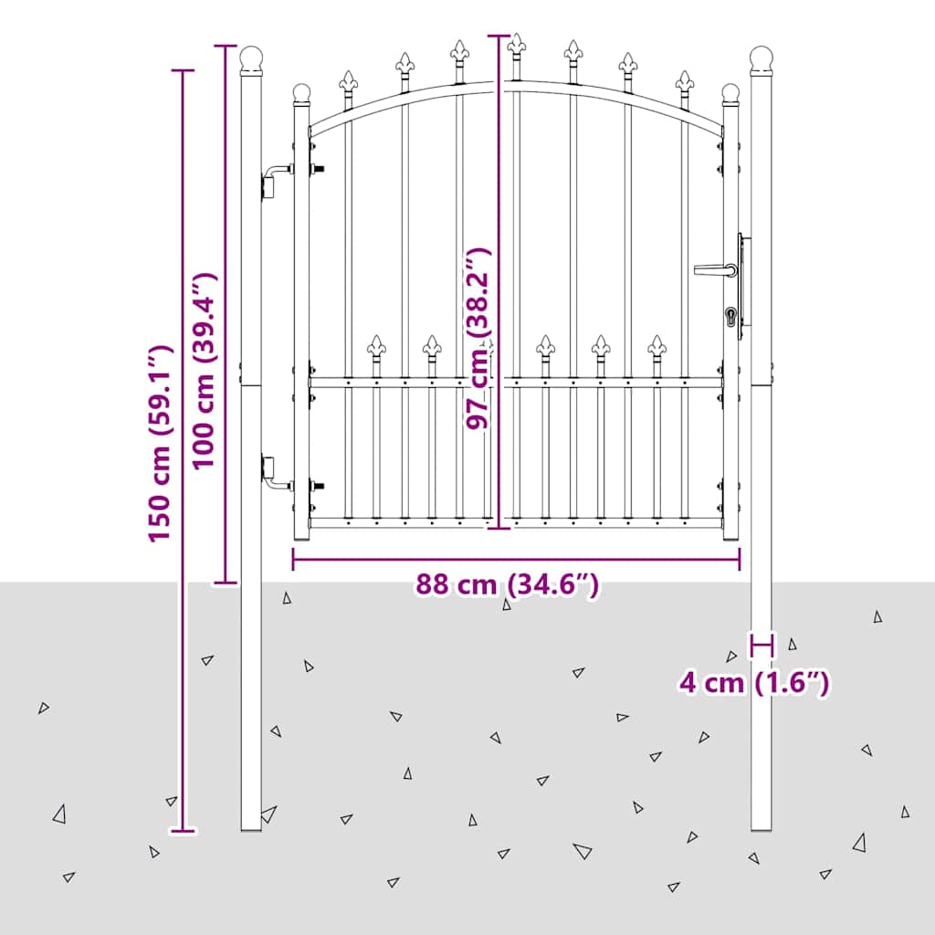 vidaXL Brama ogrodzeniowa z kolcami EMMEN 100 x 100 cm
