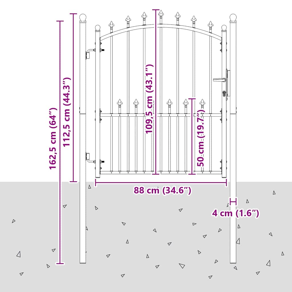 vidaXL Brama ogrodzeniowa z kolcami EMMEN 125 x 100 cm