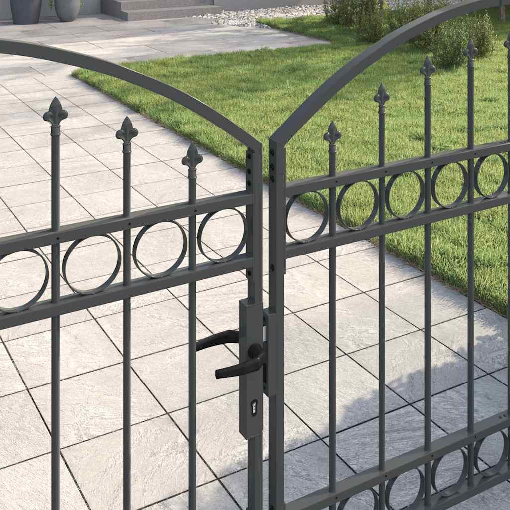 vidaXL Brama ogrodzeniowa ASSEN 301 x 175,5 cm Stal Szary Zamykane