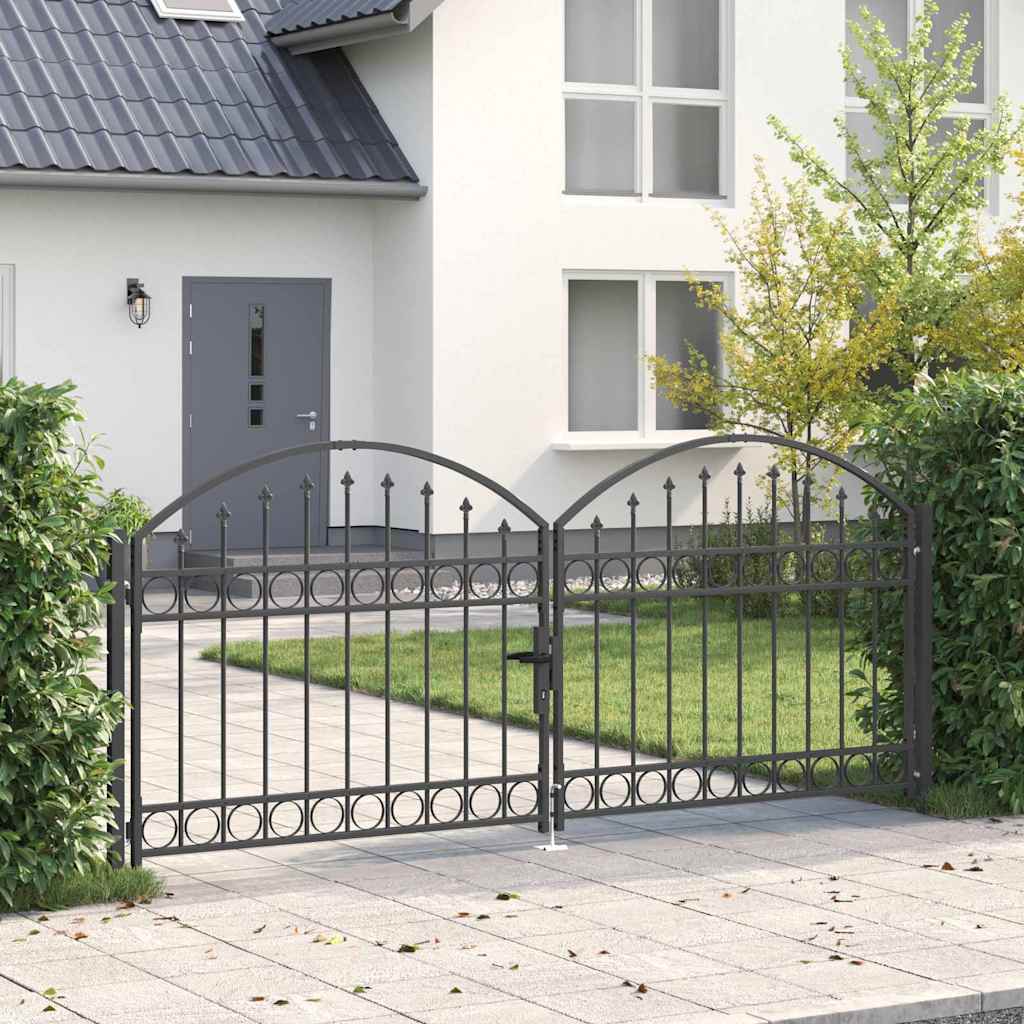 vidaXL Brama ogrodzeniowa ASSEN 301 x 175,5 cm Stal Szary Zamykane