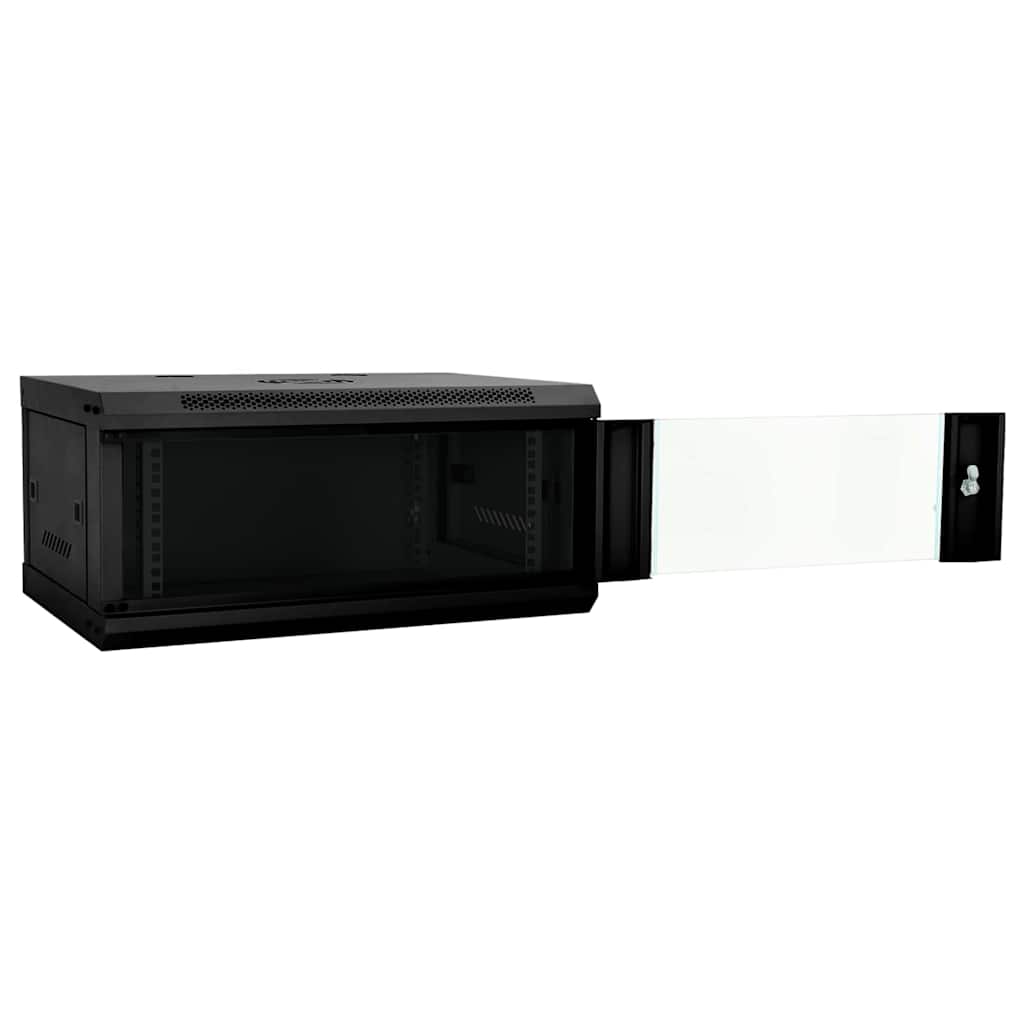 vidaXL Szafa sieciowa z przechowywaniem Czarny 60 x 35 x 28 cm Stal