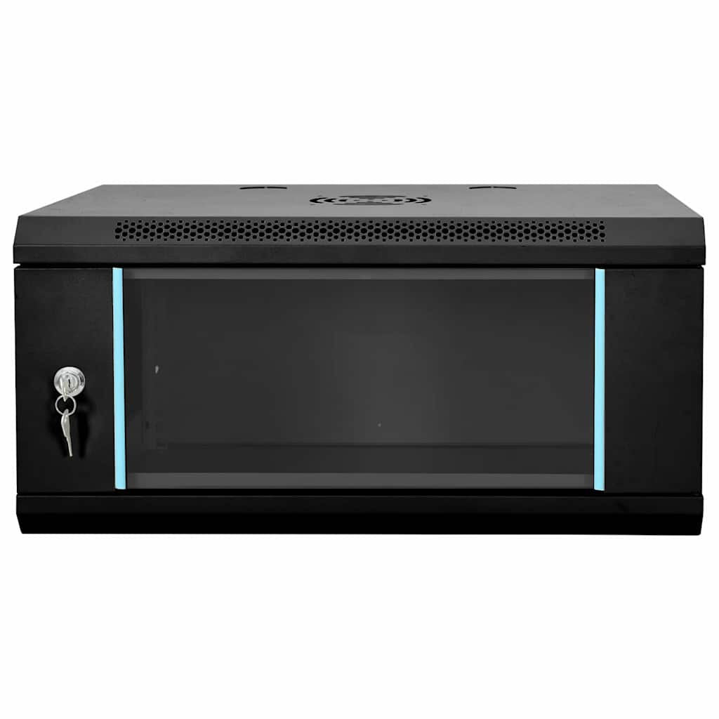 vidaXL Szafa sieciowa z przechowywaniem Czarny 60 x 35 x 28 cm Stal