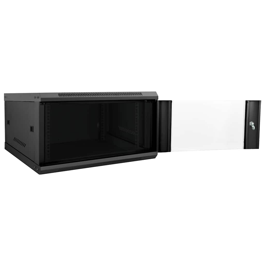 vidaXL Szafa sieciowa z przechowywaniem Czarny 60 x 60 x 35 cm Stal