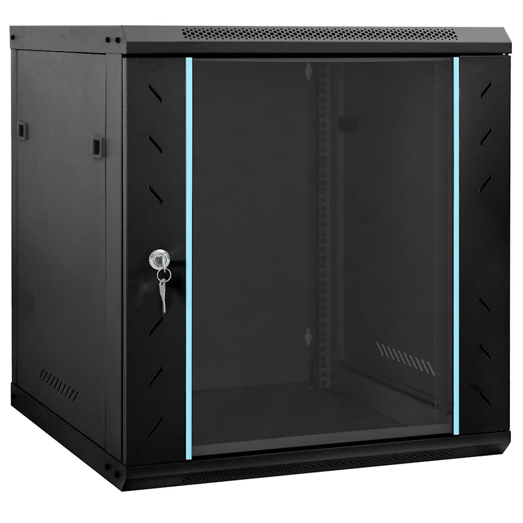 vidaXL Szafa sieciowa z przechowywaniem Czarny 60 x 45 x 65 cm Stal