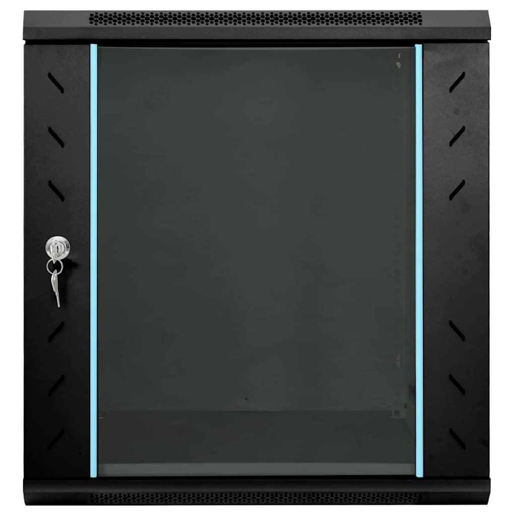 vidaXL Szafa sieciowa z przechowywaniem Czarny 60 x 45 x 65 cm Stal