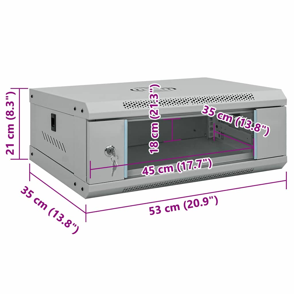 vidaXL Szafa sieciowa z przechowywaniem Szary 53 x 35 x 21 cm Stal