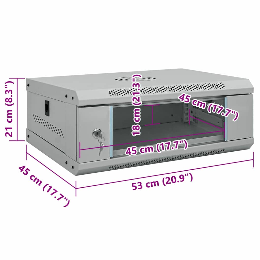 vidaXL Szafa sieciowa z przechowywaniem Szary 53 x 45 x 21 cm Stal