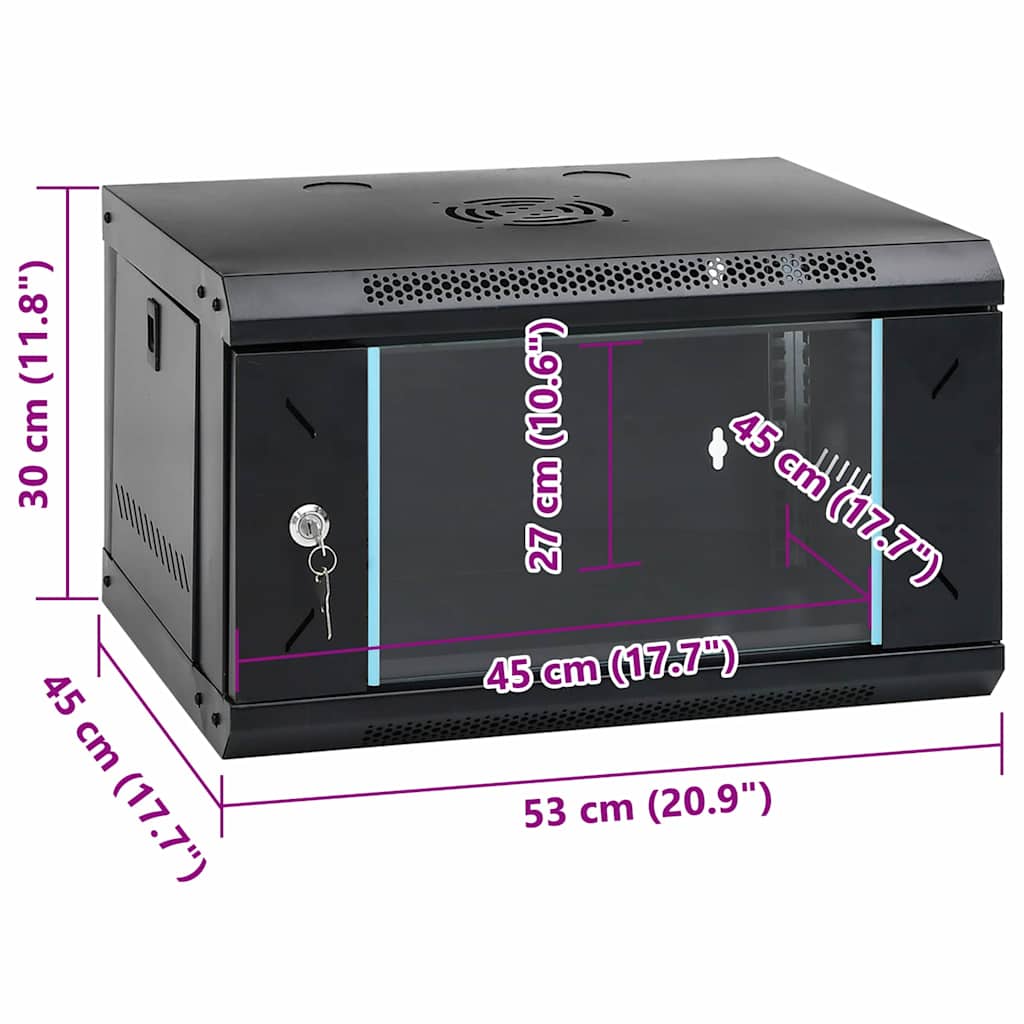 vidaXL Szafa sieciowa z przechowywaniem Czarny 53 x 45 x 30 cm Stal