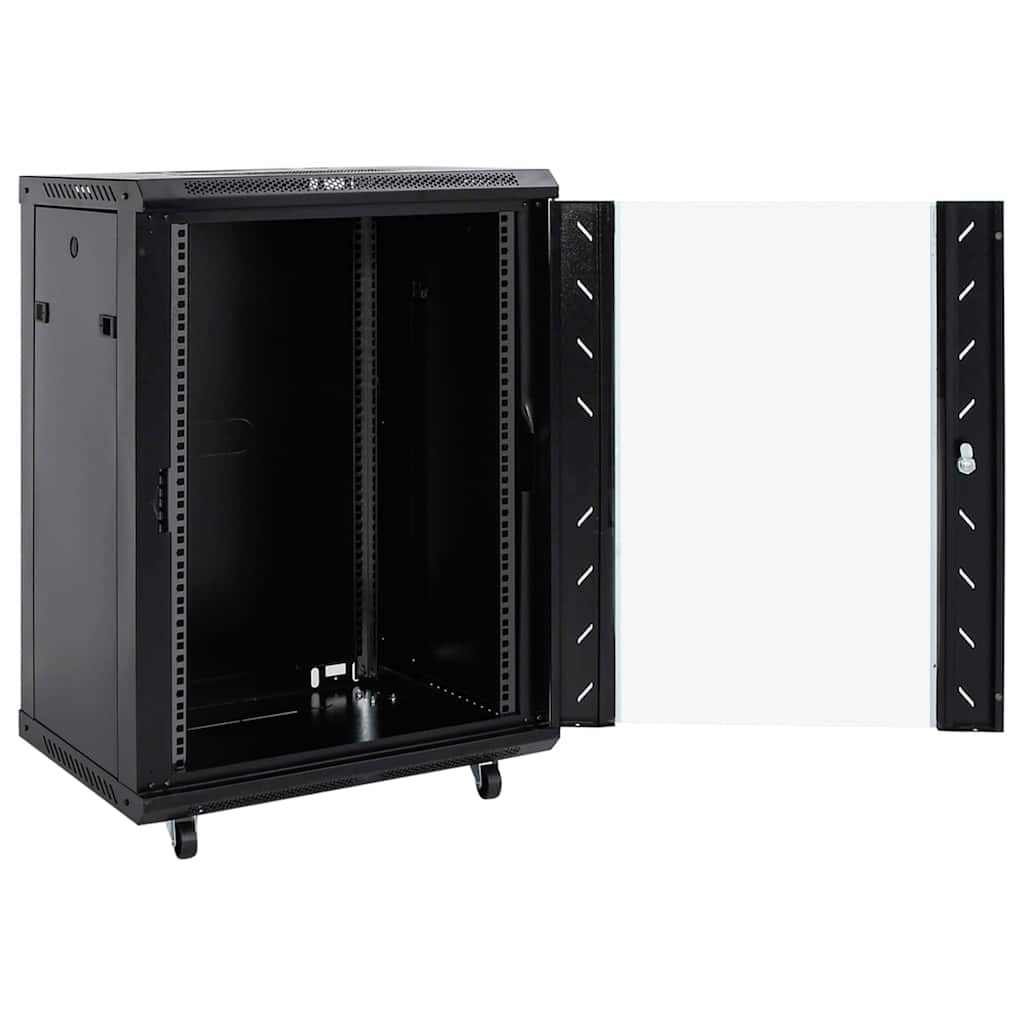 vidaXL Szafa sieciowa z przechowywaniem Czarny 60 x 60 x 80 cm Stal