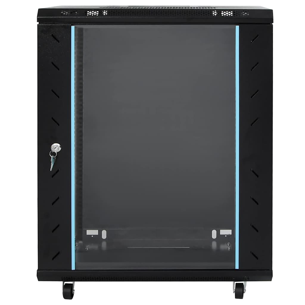 vidaXL Szafa sieciowa z przechowywaniem Czarny 60 x 60 x 80 cm Stal
