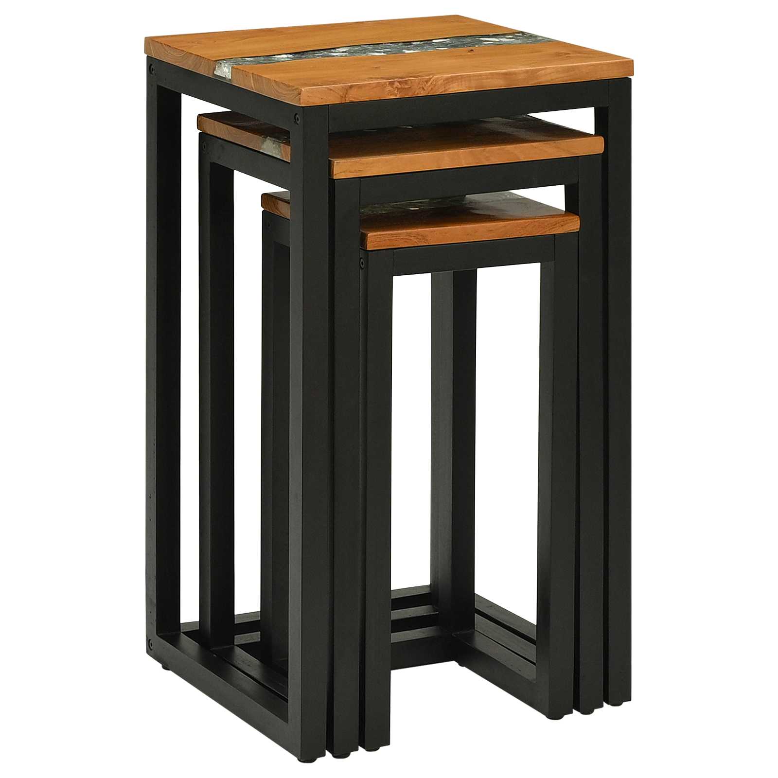 vidaXL Stolik Nesting 3 szt. brązowy Lite drewno teakowe