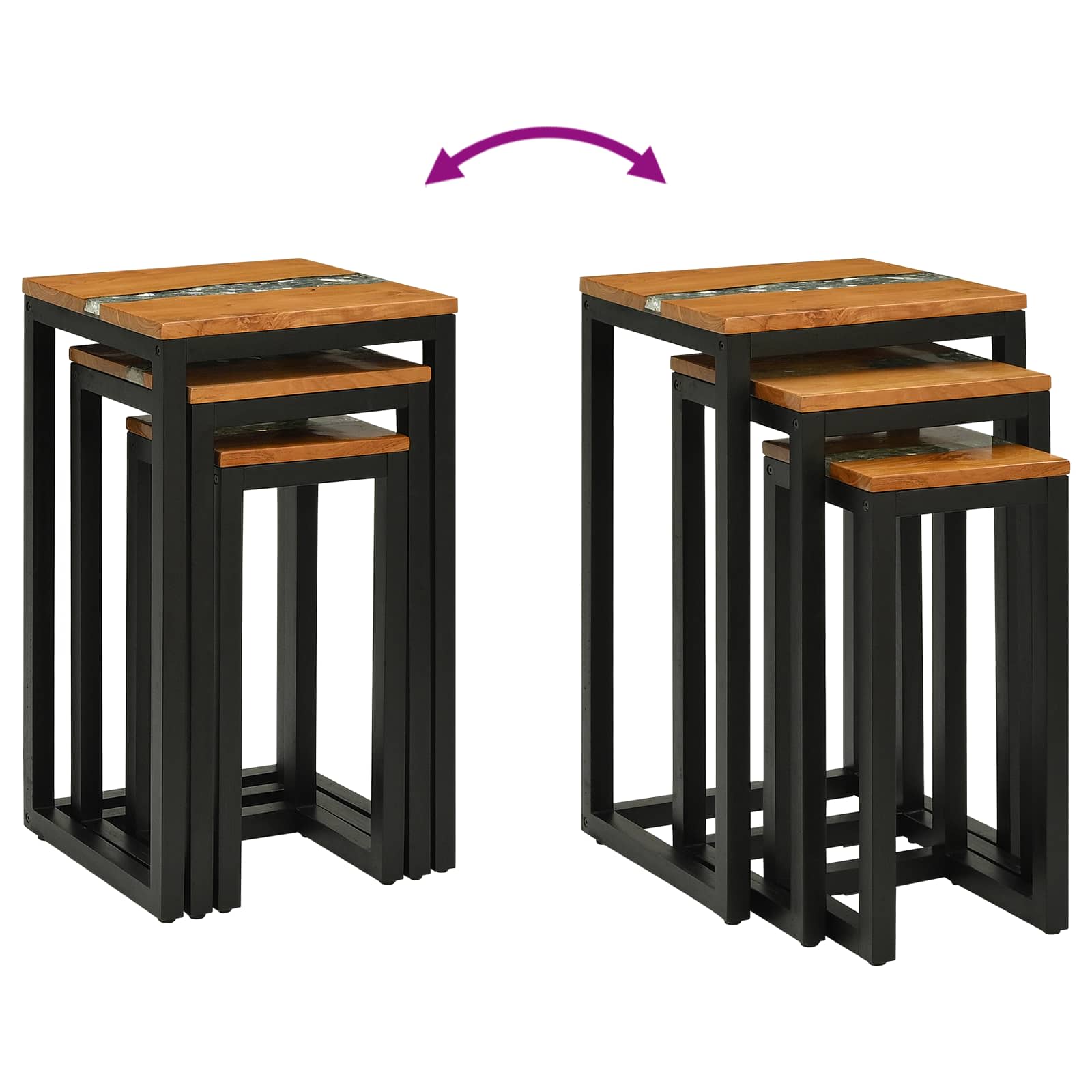 vidaXL Stolik Nesting 3 szt. brązowy Lite drewno teakowe