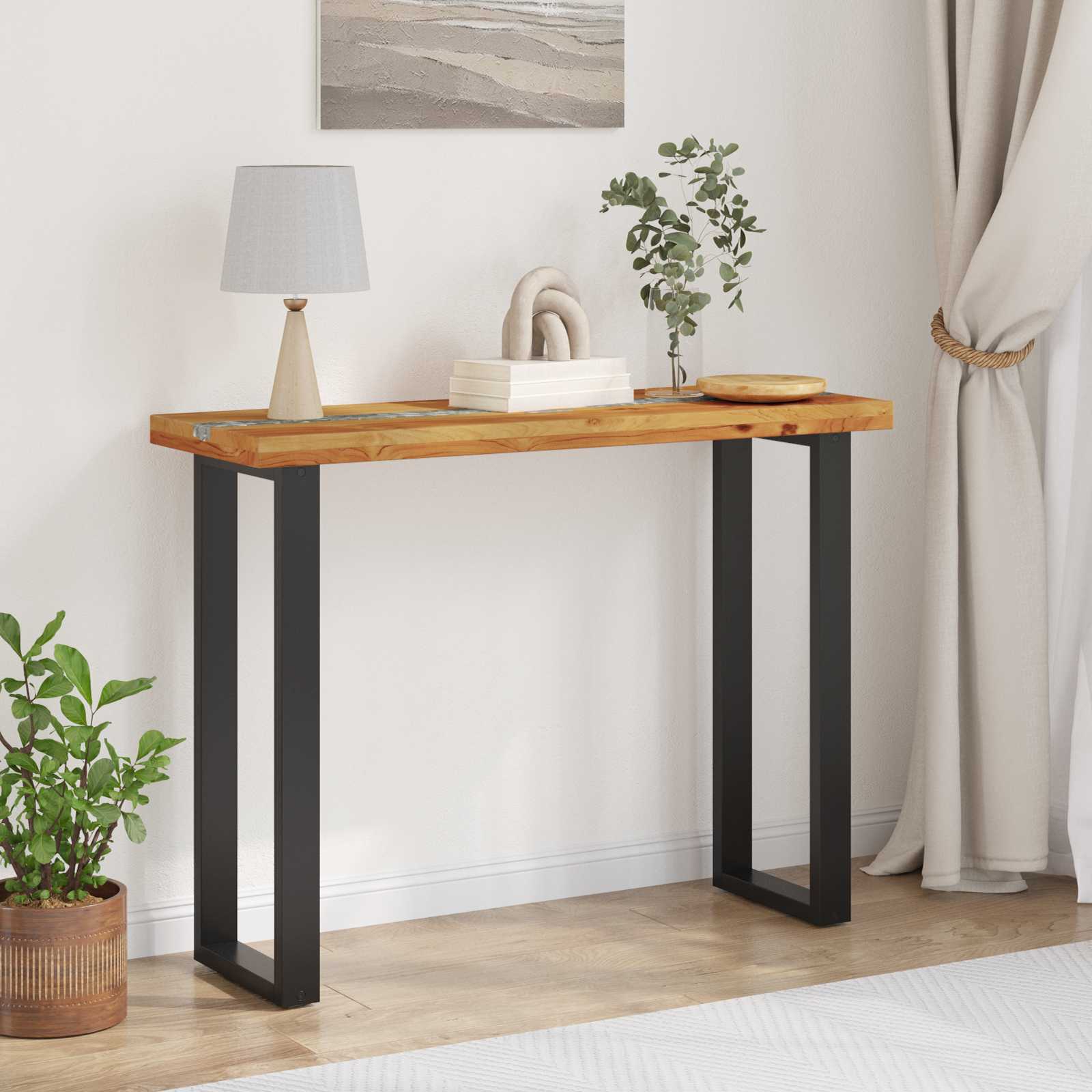vidaXL Konsola Brązowy 100 x 35 x 75 cm Lite drewno teakowe