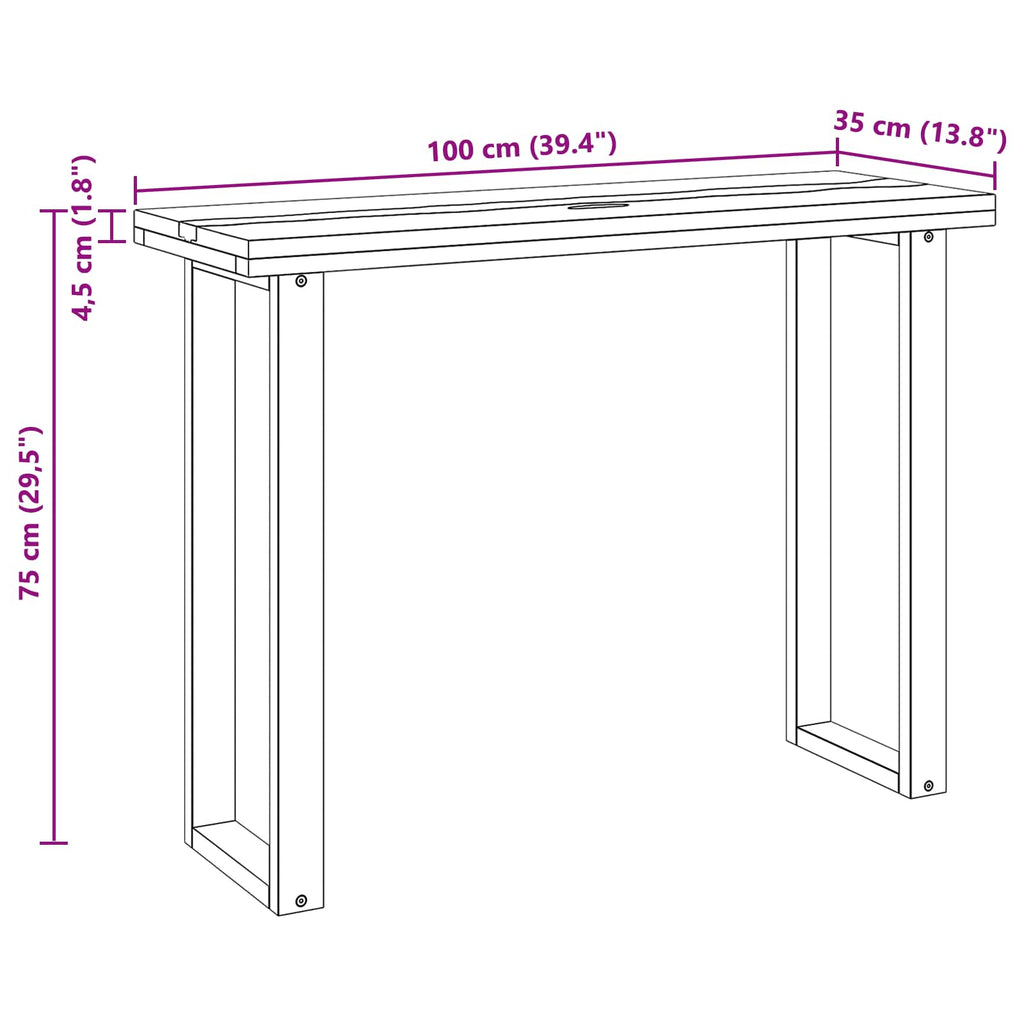 vidaXL Konsola Brązowy 100 x 35 x 75 cm Lite drewno teakowe